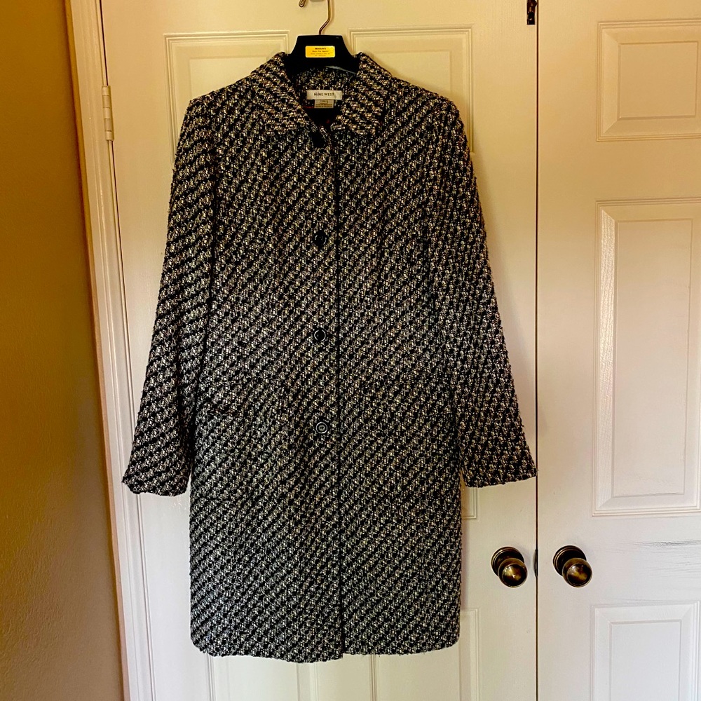 Nine West Black and White Pea Coat